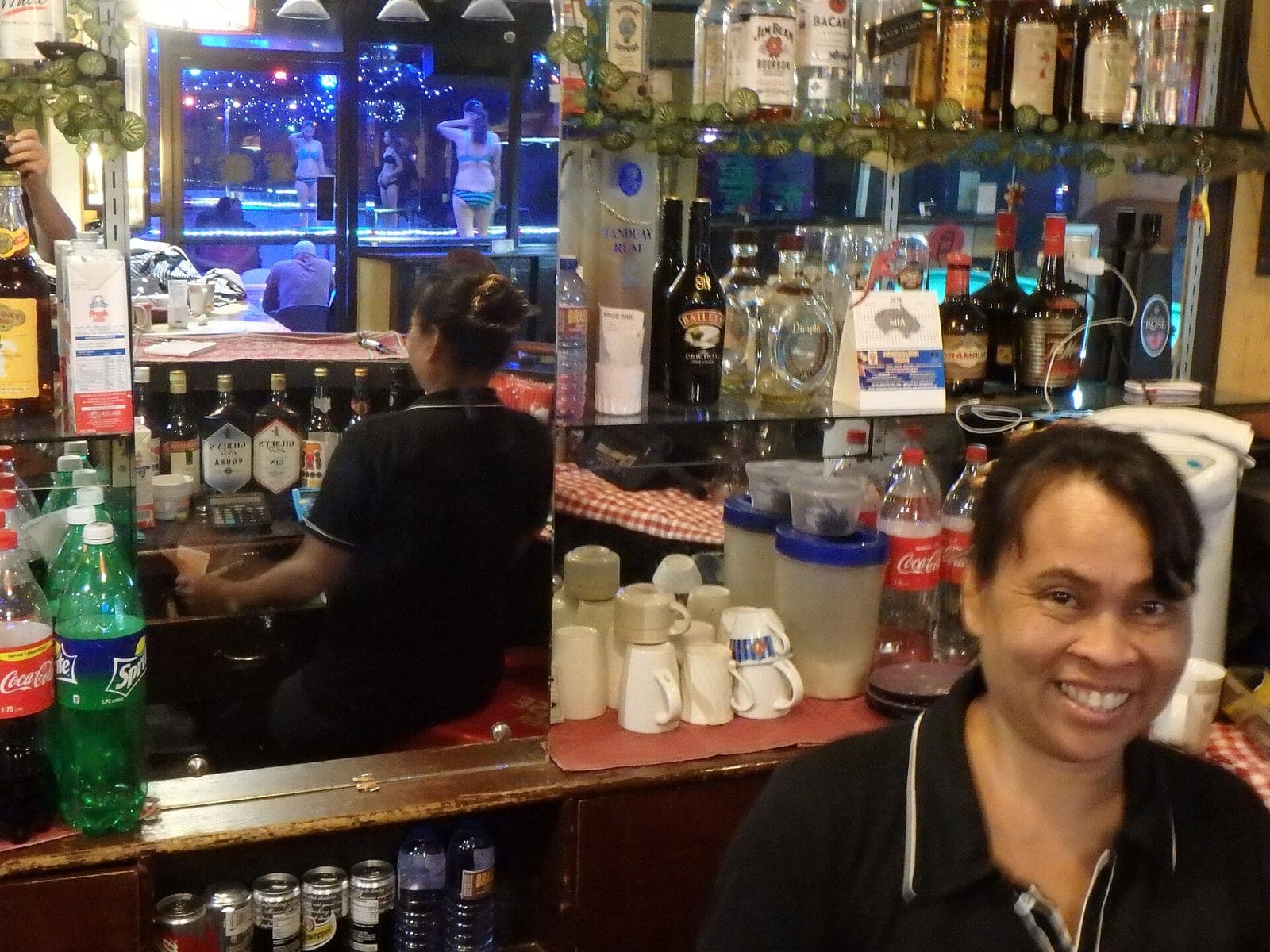 Bar counter inside the Brass Knob restaurant, Perimeter Road, Angeles City